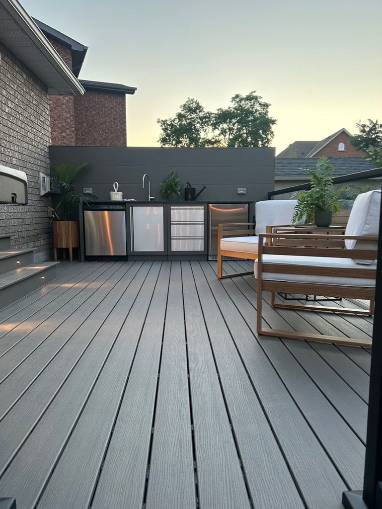 Custom wood deck and fence combination
